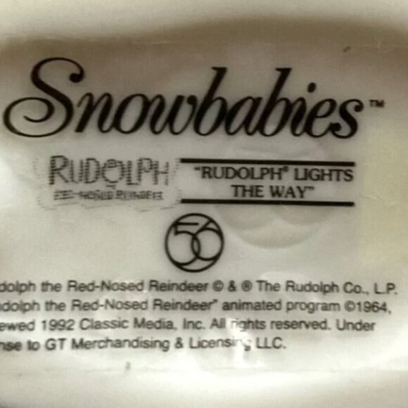 VINTAGE 1992 DEPARTMENT 56 SNOWBABIES "RUDOLPH LIGHTS THE WAY" FIGURINE - Picture 9 of 9
